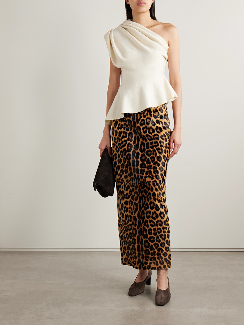 KHAITE Aimee Asymmetric One-shoulder Wool-blend Peplum Top outlook
