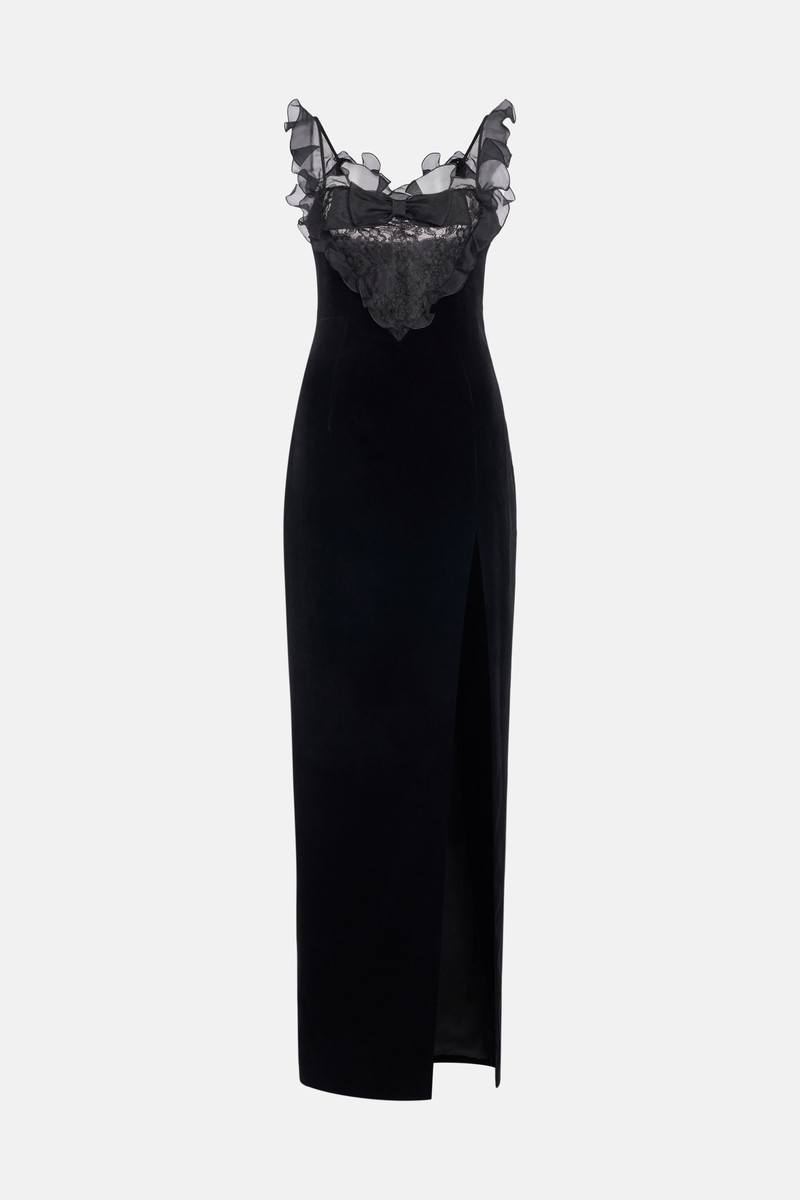 VELVET DRESS WITH LACE BUSTIER 1