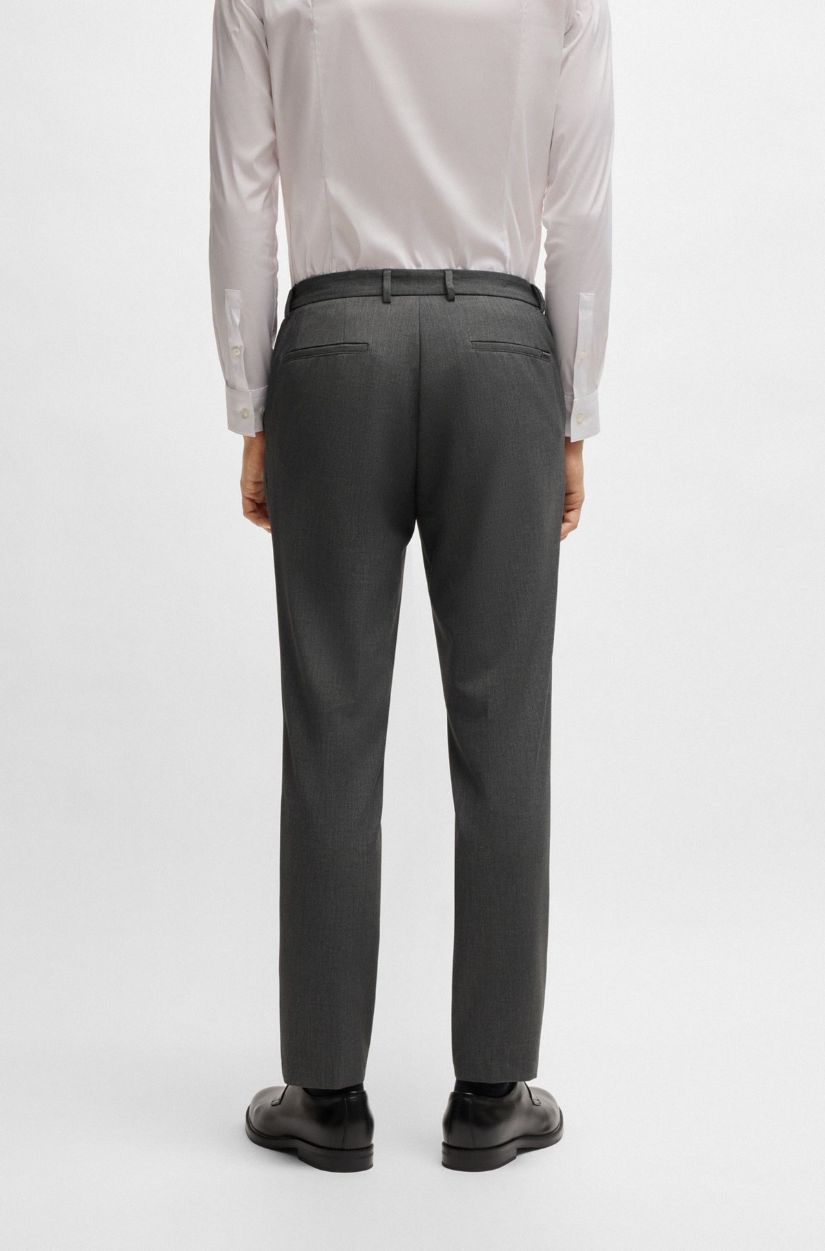SLIM-FIT WASHABLE TROUSERS IN MICRO-PATTERNED STRETCH FABRIC - 4