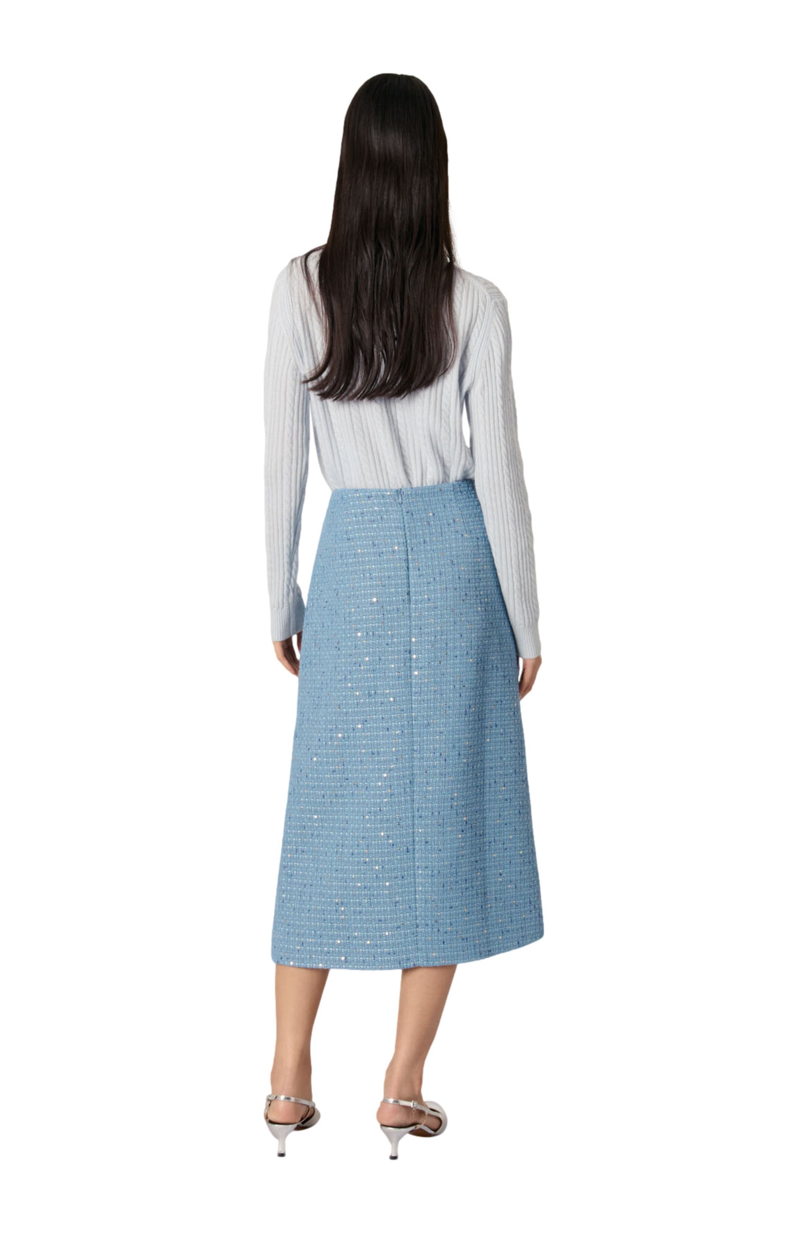 maje Sequin tweed midi skirt in Blue at Nordstrom - 2