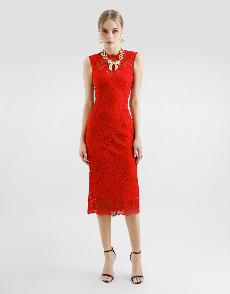 Dolce & Gabbana Calf-length sheath dress in floral cordonetto lace outlook