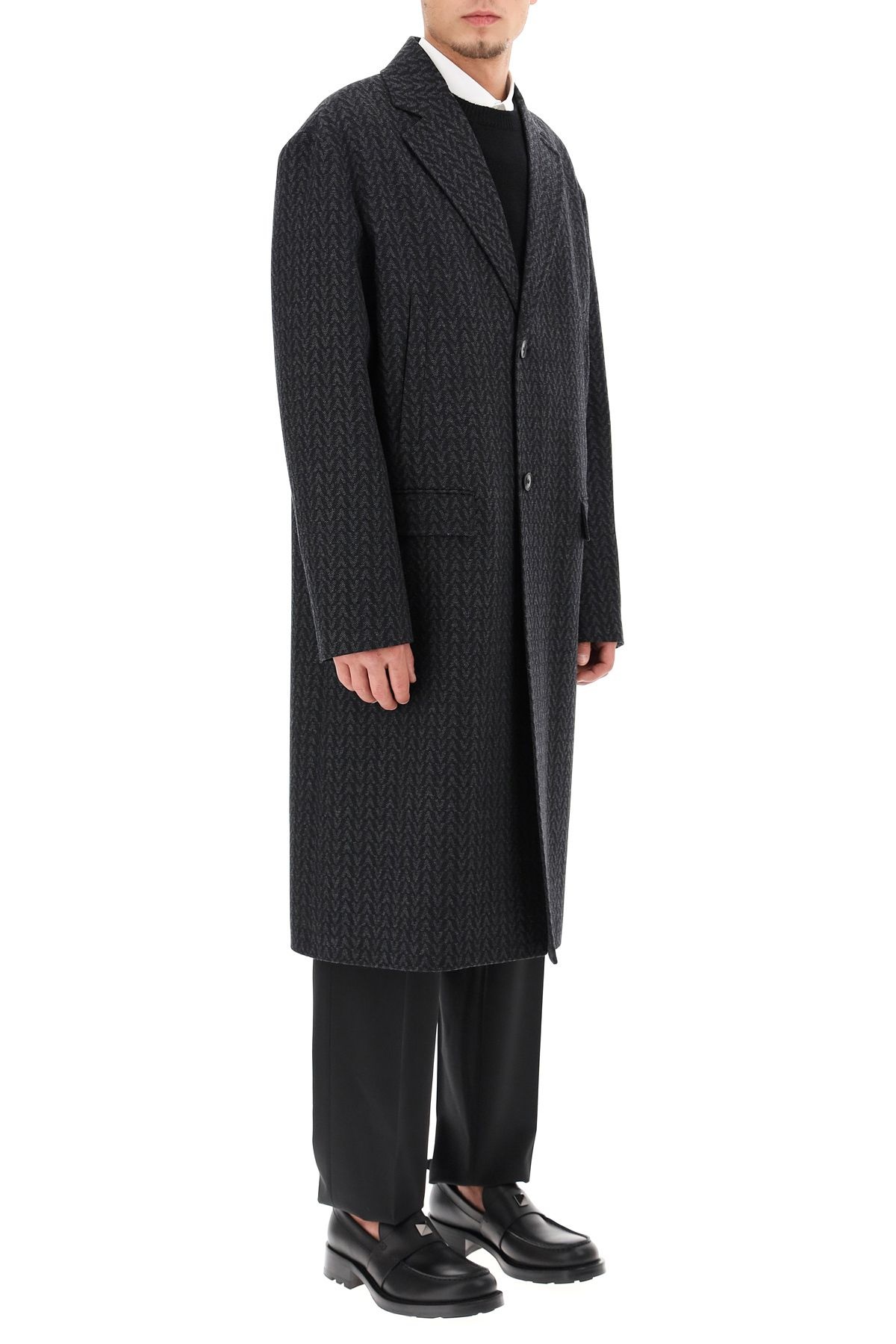 OPTICAL VALENTINO WOOL COAT - 3