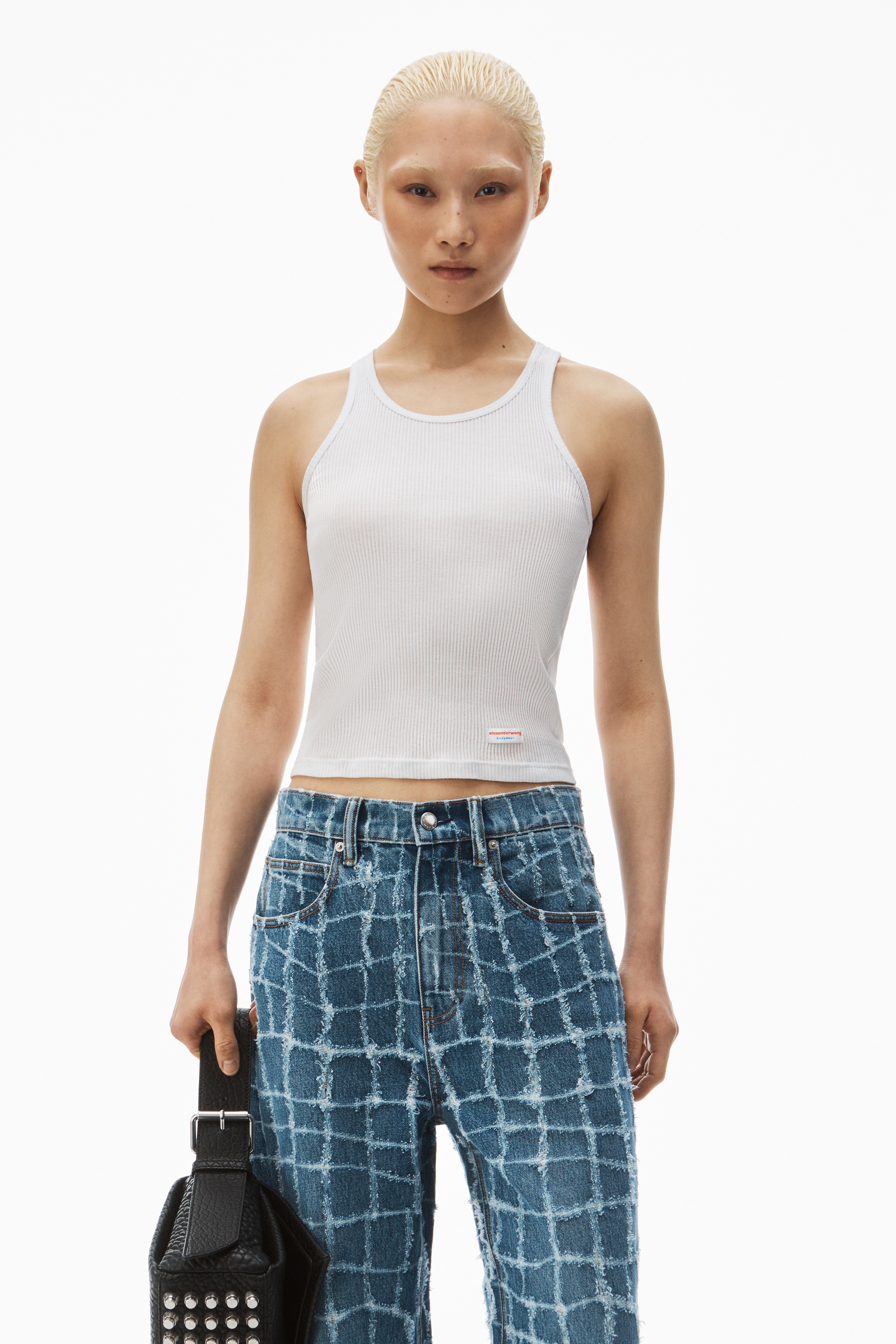 laser-distressed denim jeans - 6