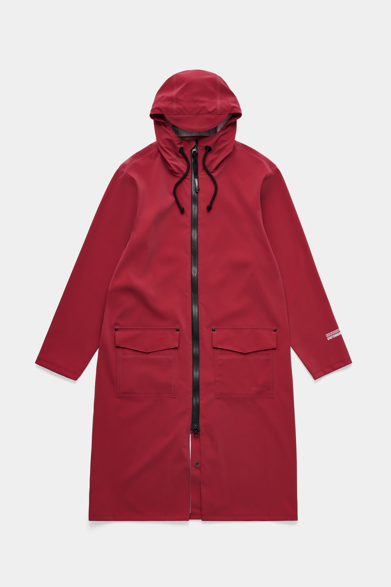 Stockholm Long Patch Raincoat Burgundy 4