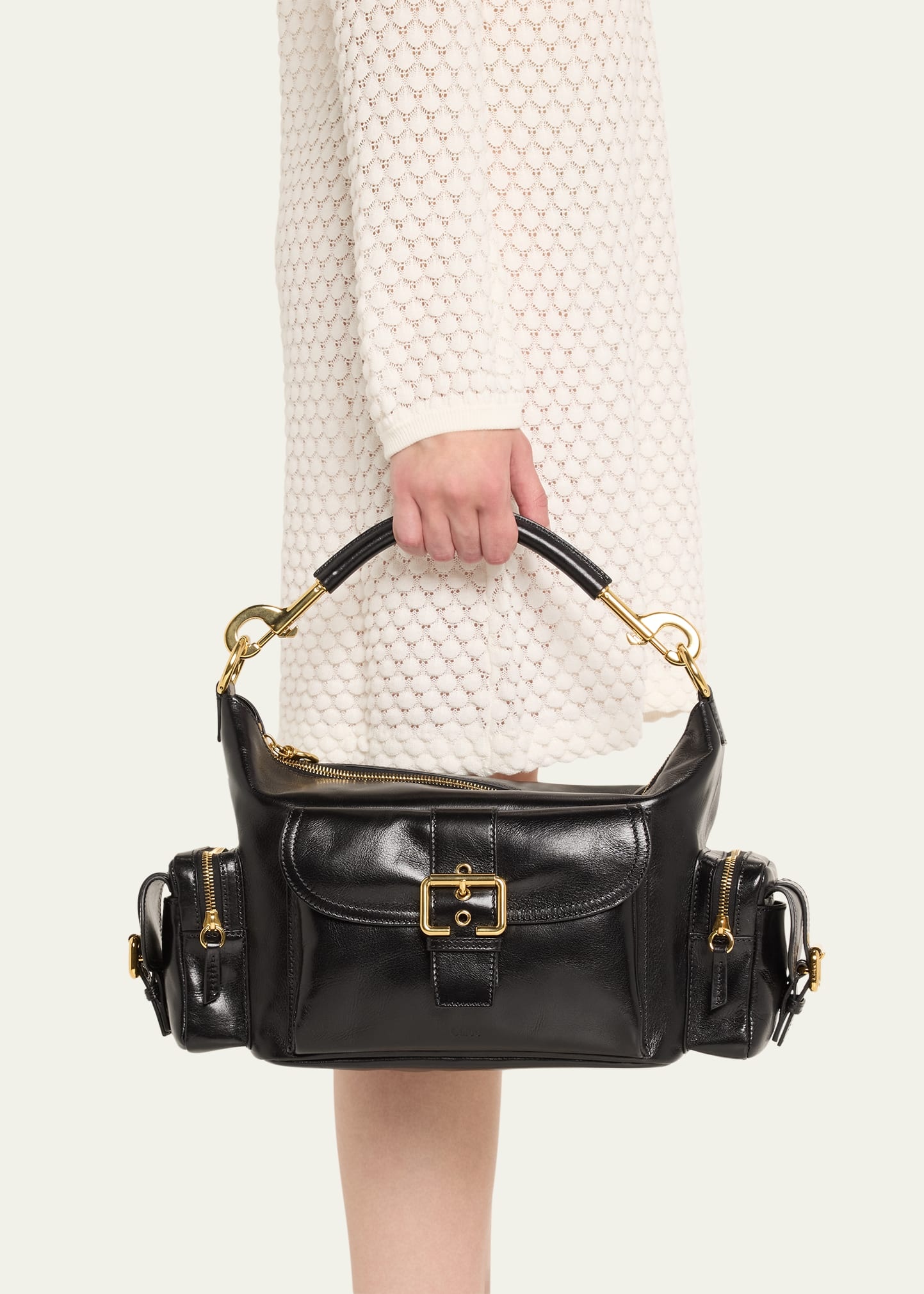 Camera Bag Medium in Natural Shiny Calfskin - 2
