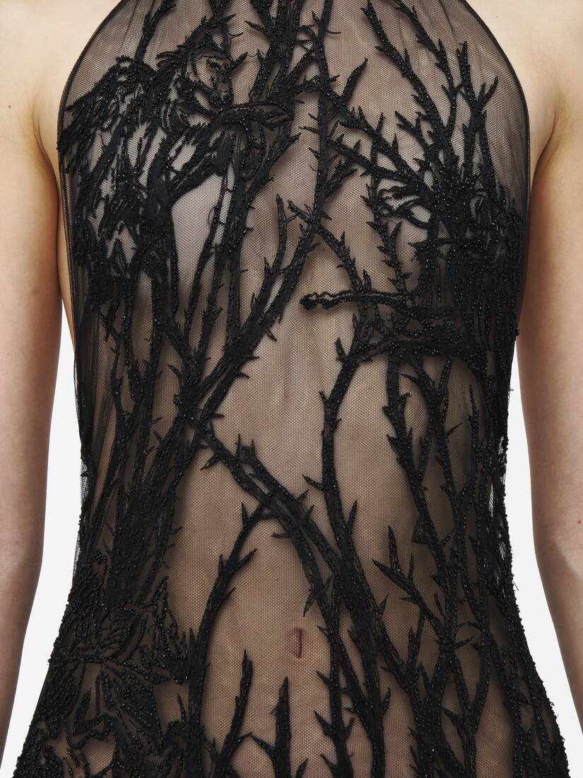 Hawthorn Branch Embroidery Evening Dress - 5