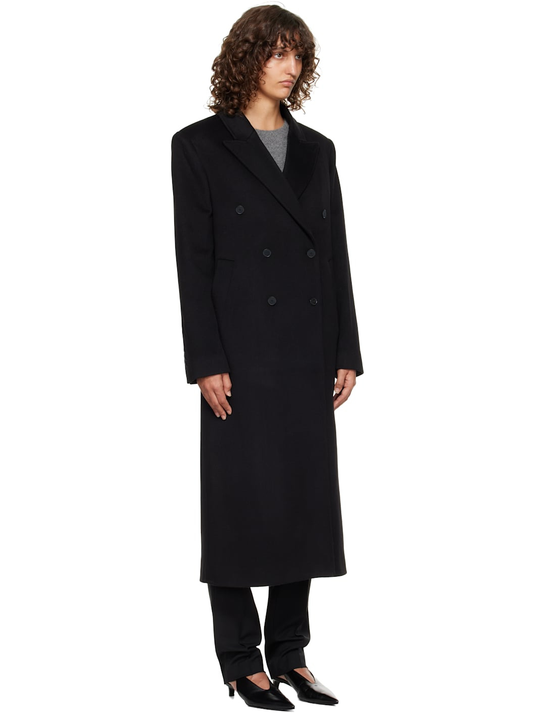 Black Rosco Double Breasted Long Coat - 2