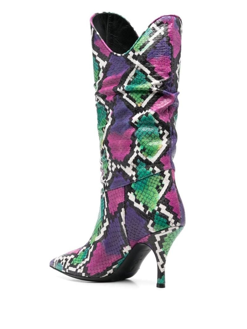 snakeskin-effect leather boots - 3