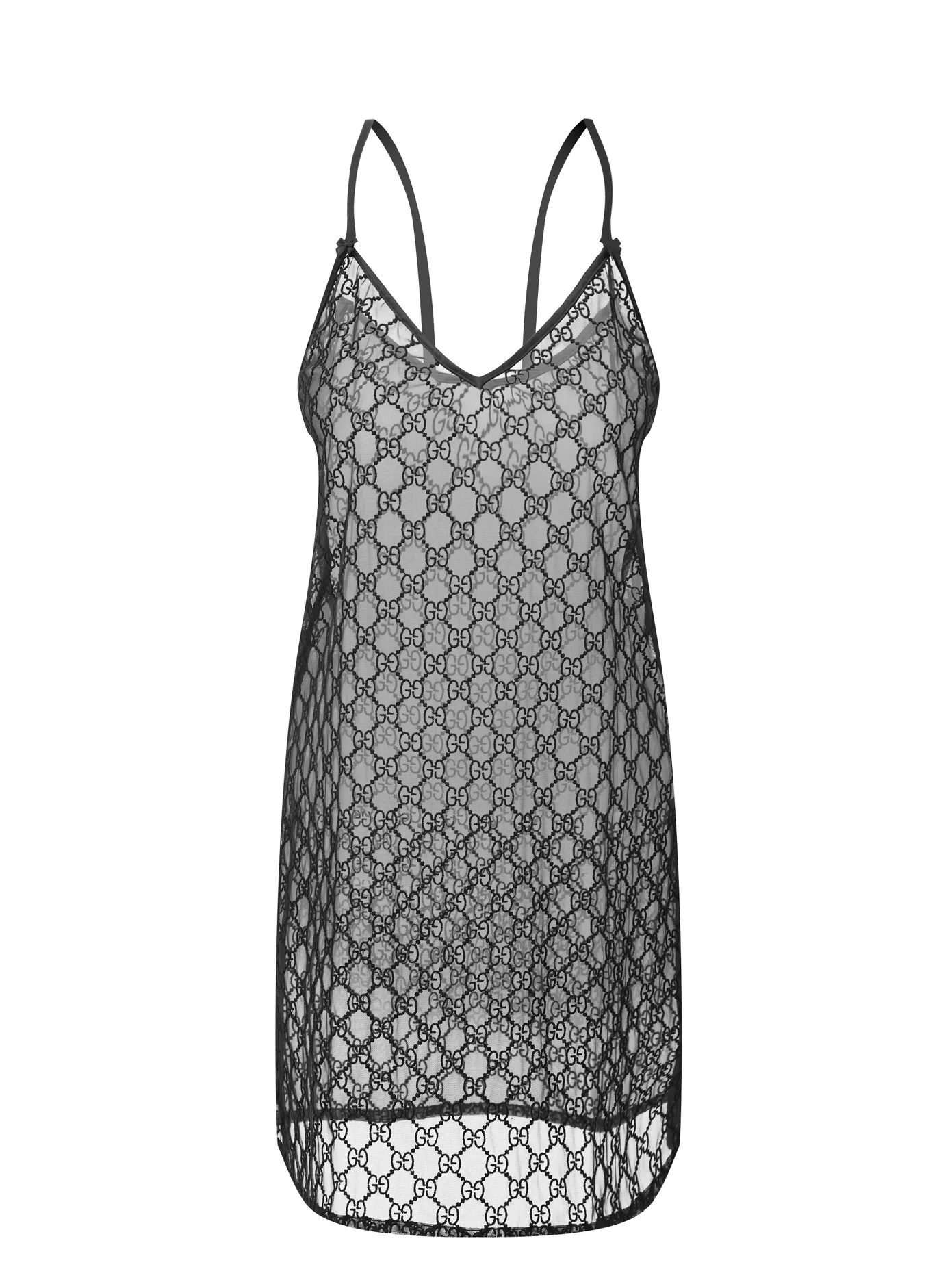 Logo-embroidered tulle slip dress - 1