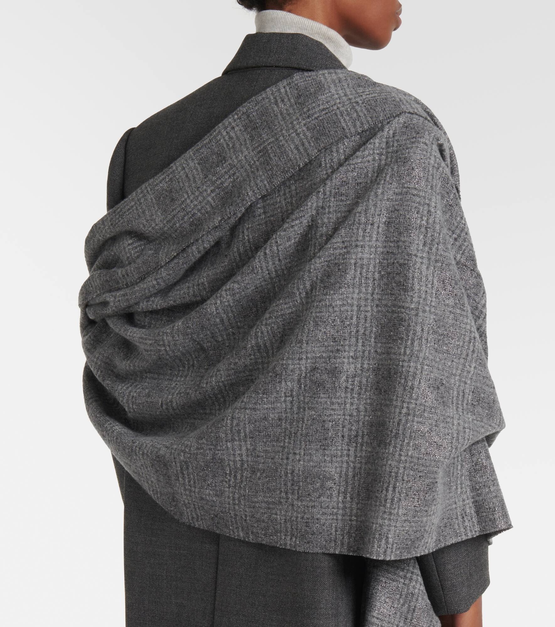 Prince of Wales check silk and wool-blend scarf - 3
