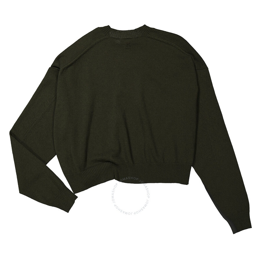 Kenzo Ladies Dark Khaki Asymmetric Hem Knit Jumper - 5