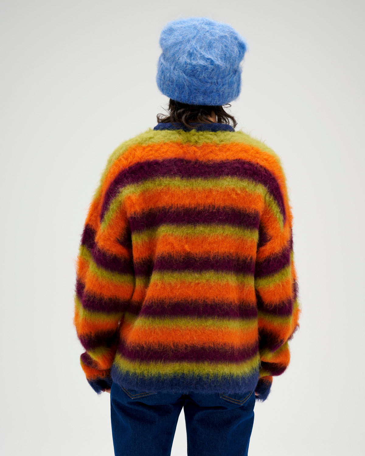 Blurry Lines Alpaca Crewneck Sweater - Orange Multi - 7