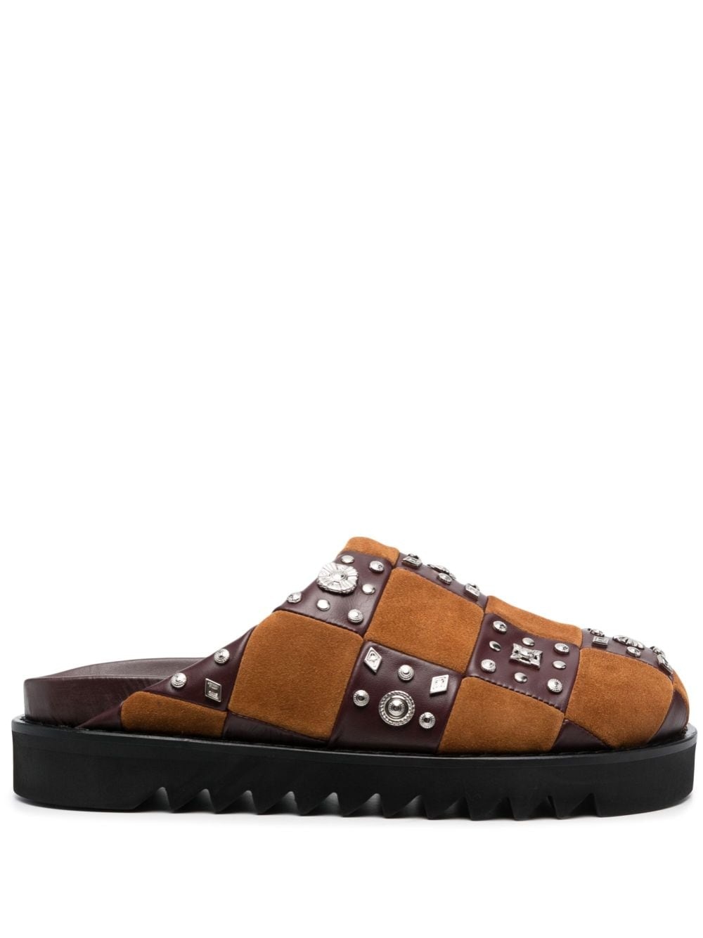 stud-embellished leather slippers - 1