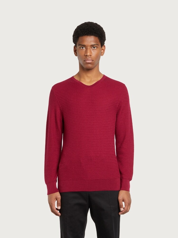 KNITTED V-NECK SWEATER - 2