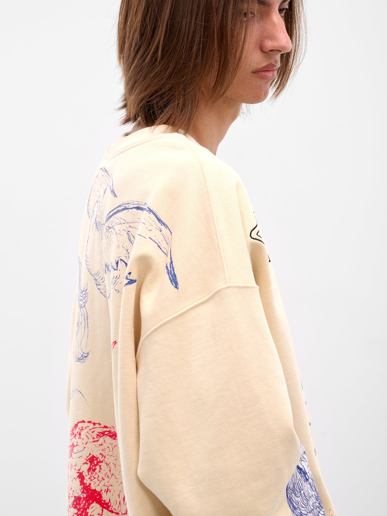 Ivory 'Sketchbook' Graphic Crewneck Pullover - 4
