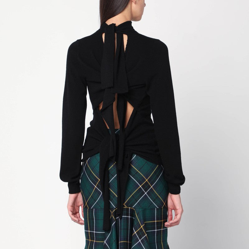 Moschino Black turtleneck sweater with crossed details - 2