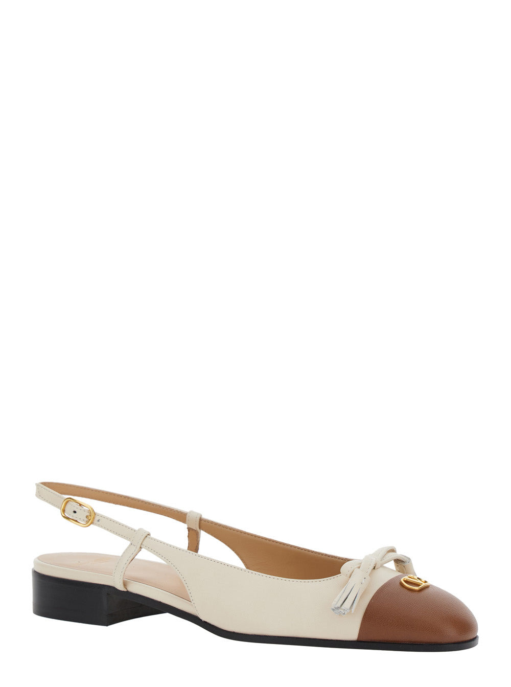 Valentino Garavani 'Valet Du Roi' White Ballet Flats With Vlogo Plaque On The Front And Adjustable L - 2