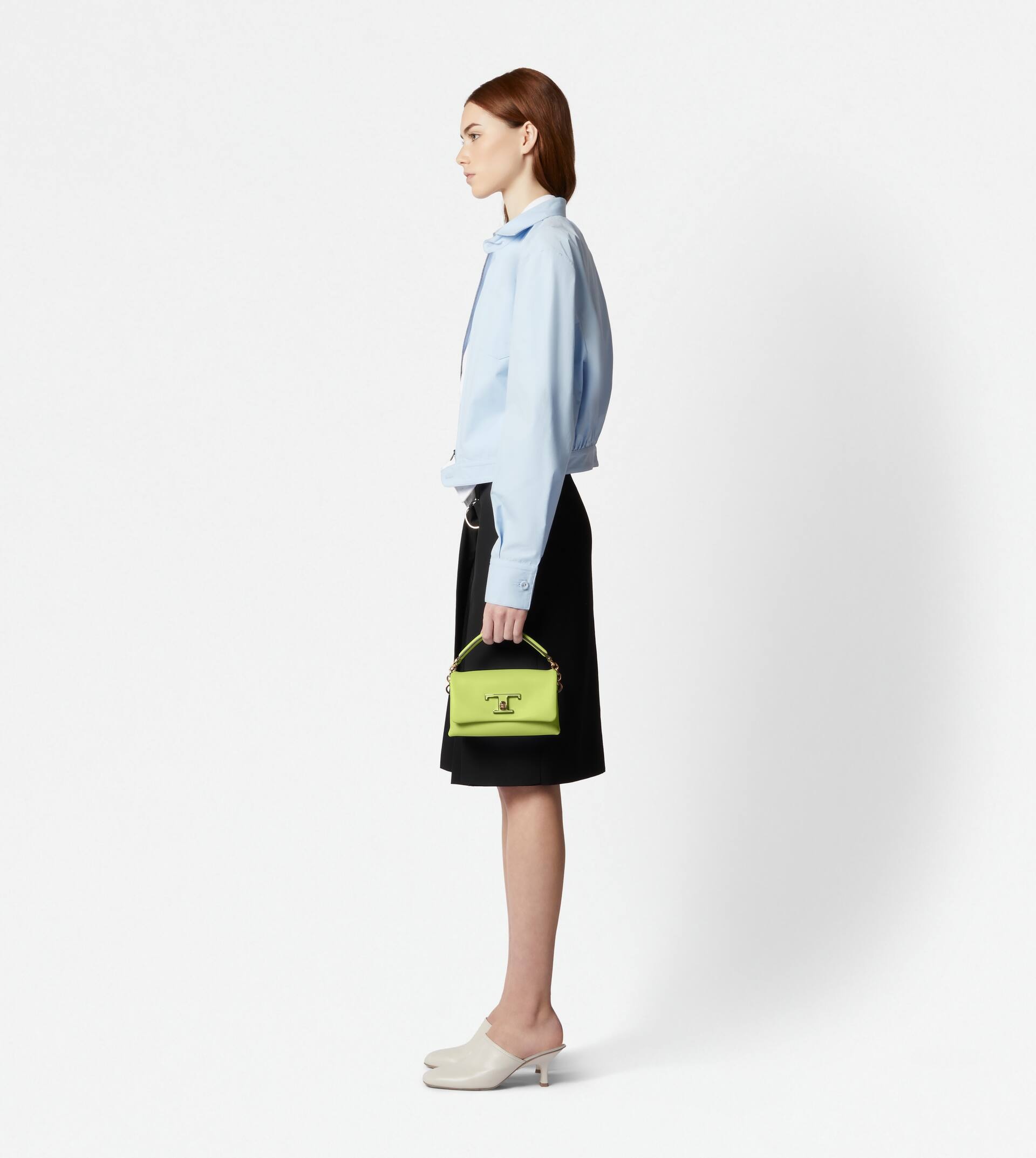 T TIMELESS FLAP BAG IN LEATHER MICRO - GREEN - 7