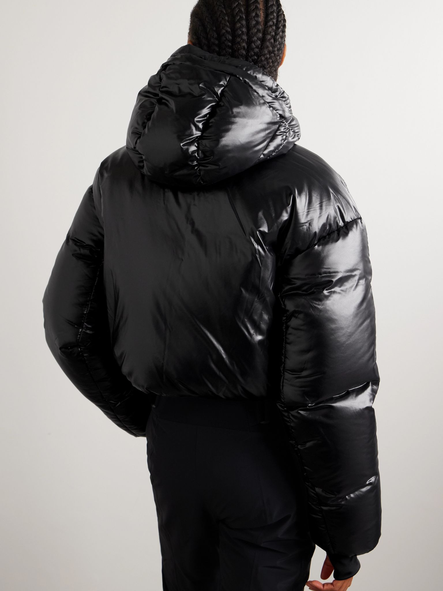 Daisy Nuke cropped quilted glossed-shell down jacket Black - 4