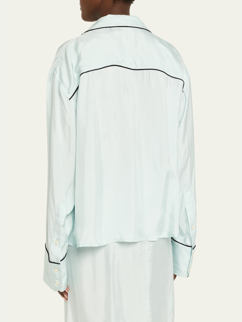 Long-Sleeve Cotton Twill Pajama Shirt 3