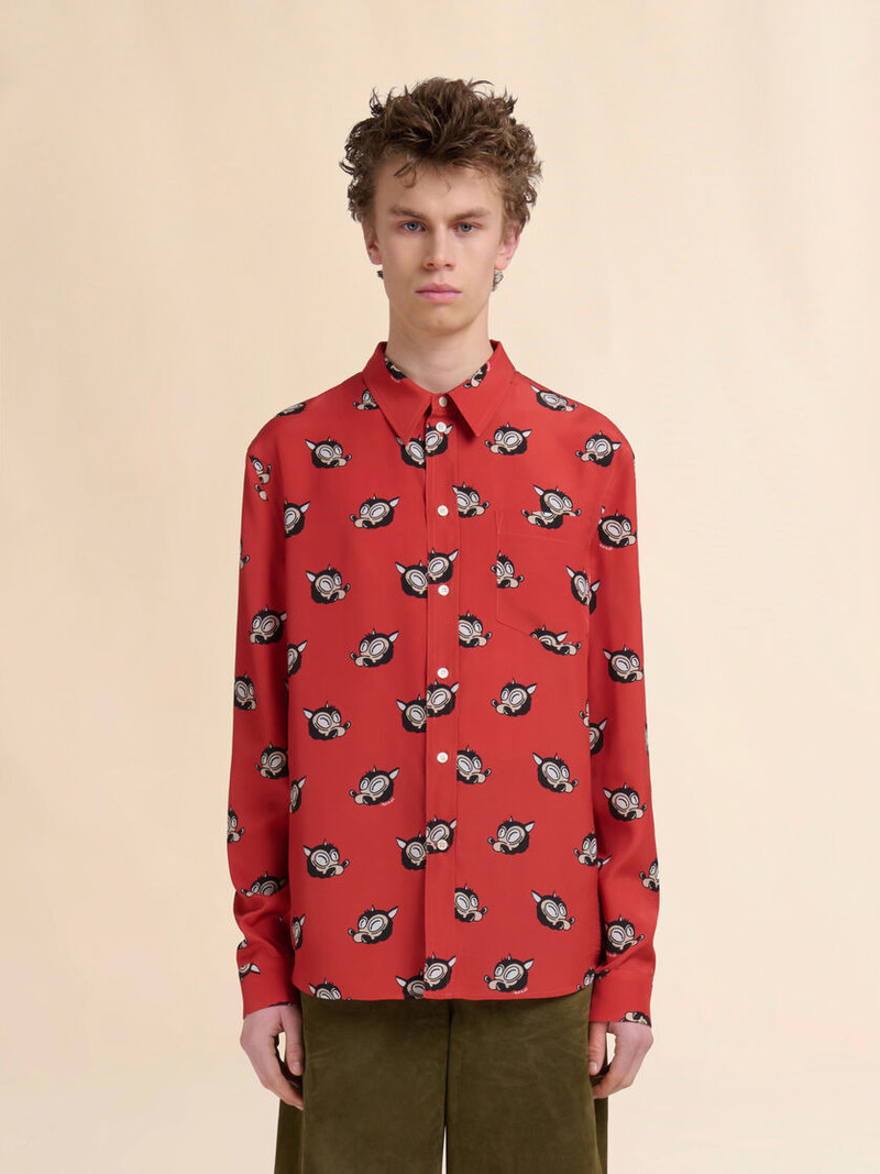 Marni ORANGE VISCOSE SHIRT WITH WOLVES PRINT outlook