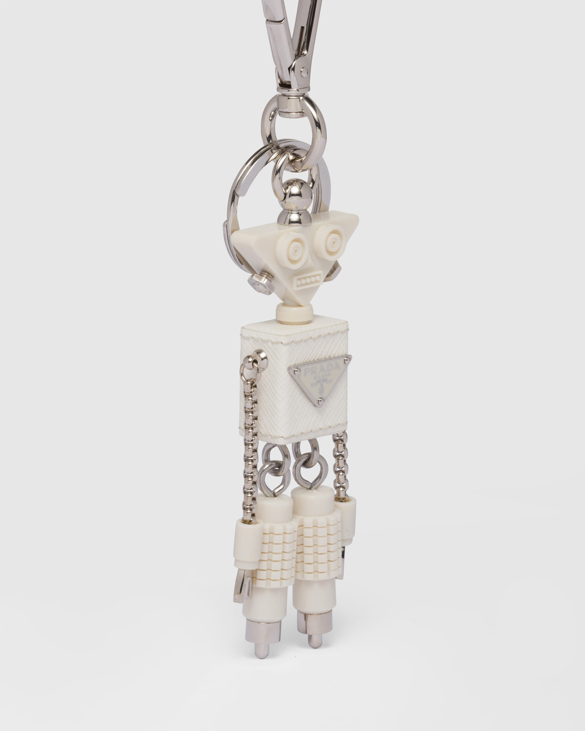 Saffiano leather robot trick keychain - 2