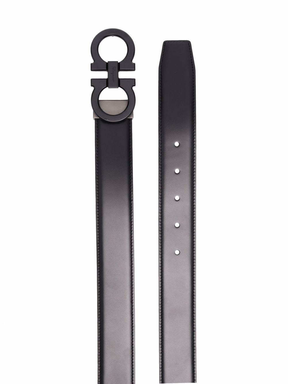 logo-buckle leather belt - 2