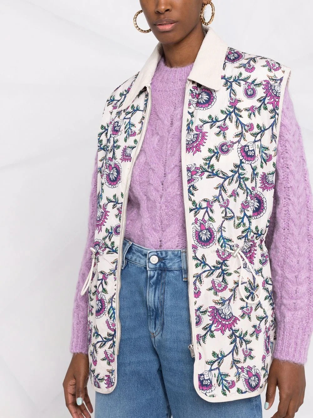 floral-print gilet - 5
