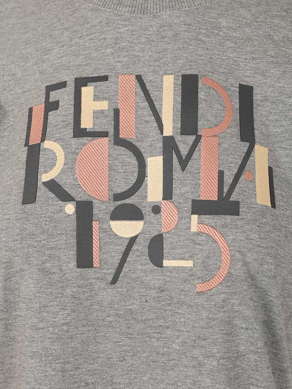 Fendi Roma Embroidery T-Shirt Grey - 4