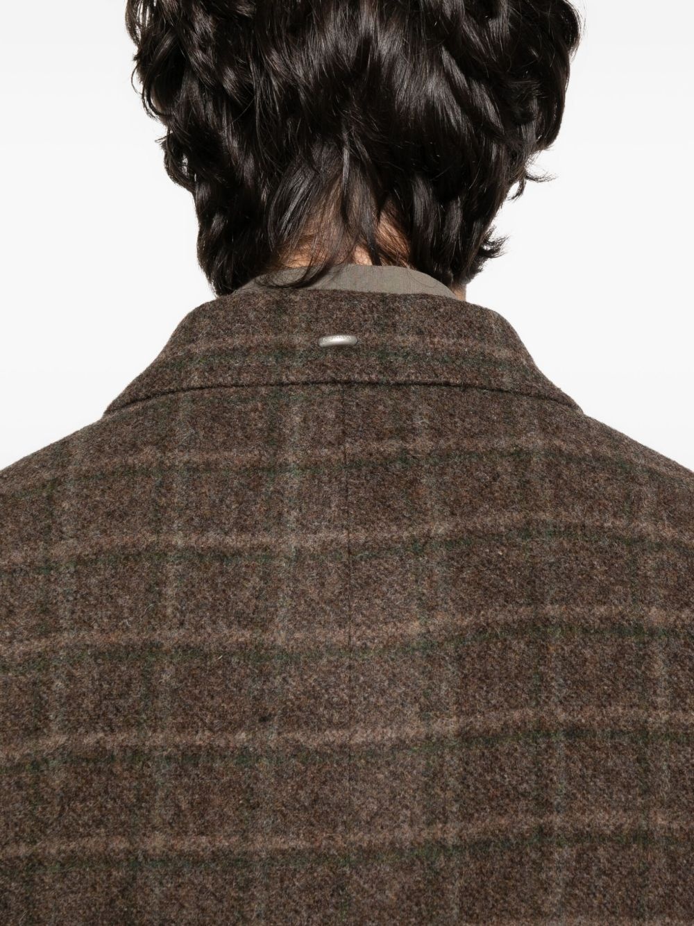 checked double-breasted coat - 5