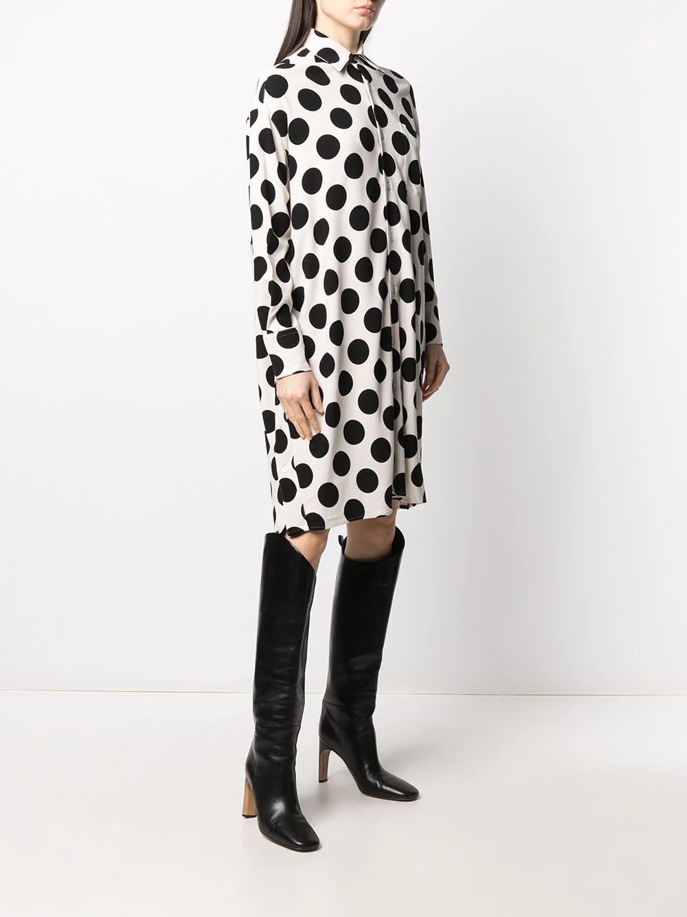 polka-dot pattern shirt dress - 3