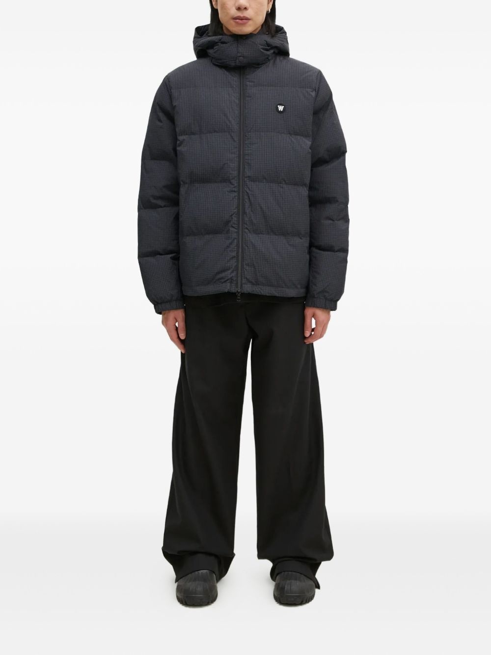 check-pattern hooded jacket - 2