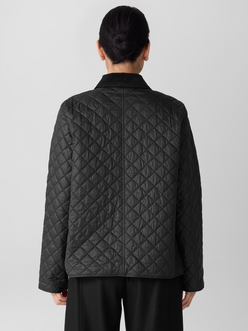 Eggshell Recycled Nylon Quilted Classic Collar Jacket 4