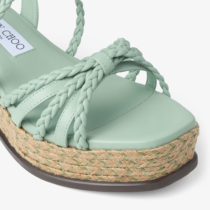 Nyra 60 Verde Nappa Leather Sandal Wedges 4