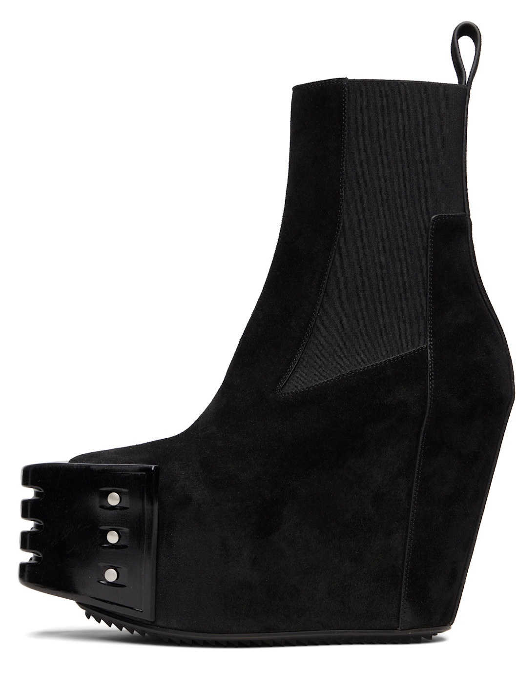 Black Grilled Wedge Beatle Suede Chelsea Boots - 3