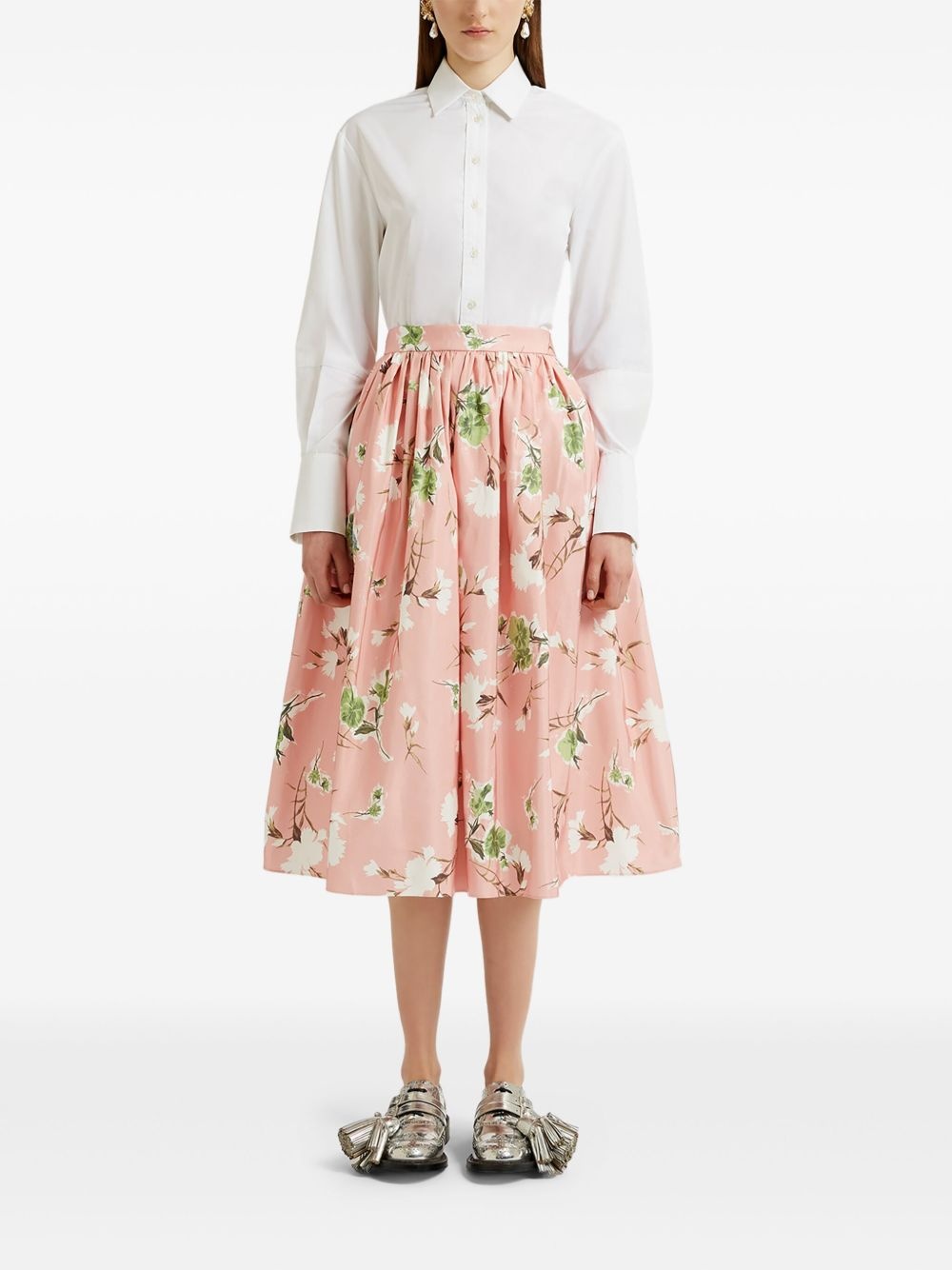 floral-print midi skirt - 3