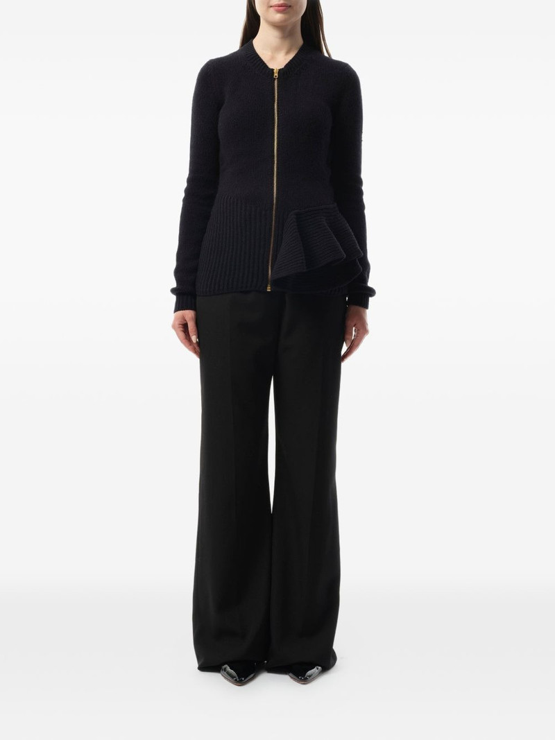 Lanvin ruffled-trim zip-up cardigan outlook