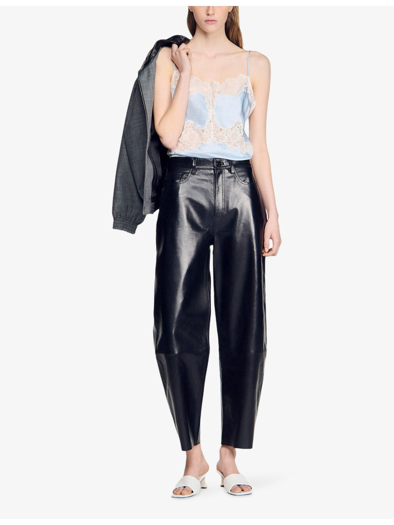 Sandro Sleeveless Lace-Trim Satin Top outlook