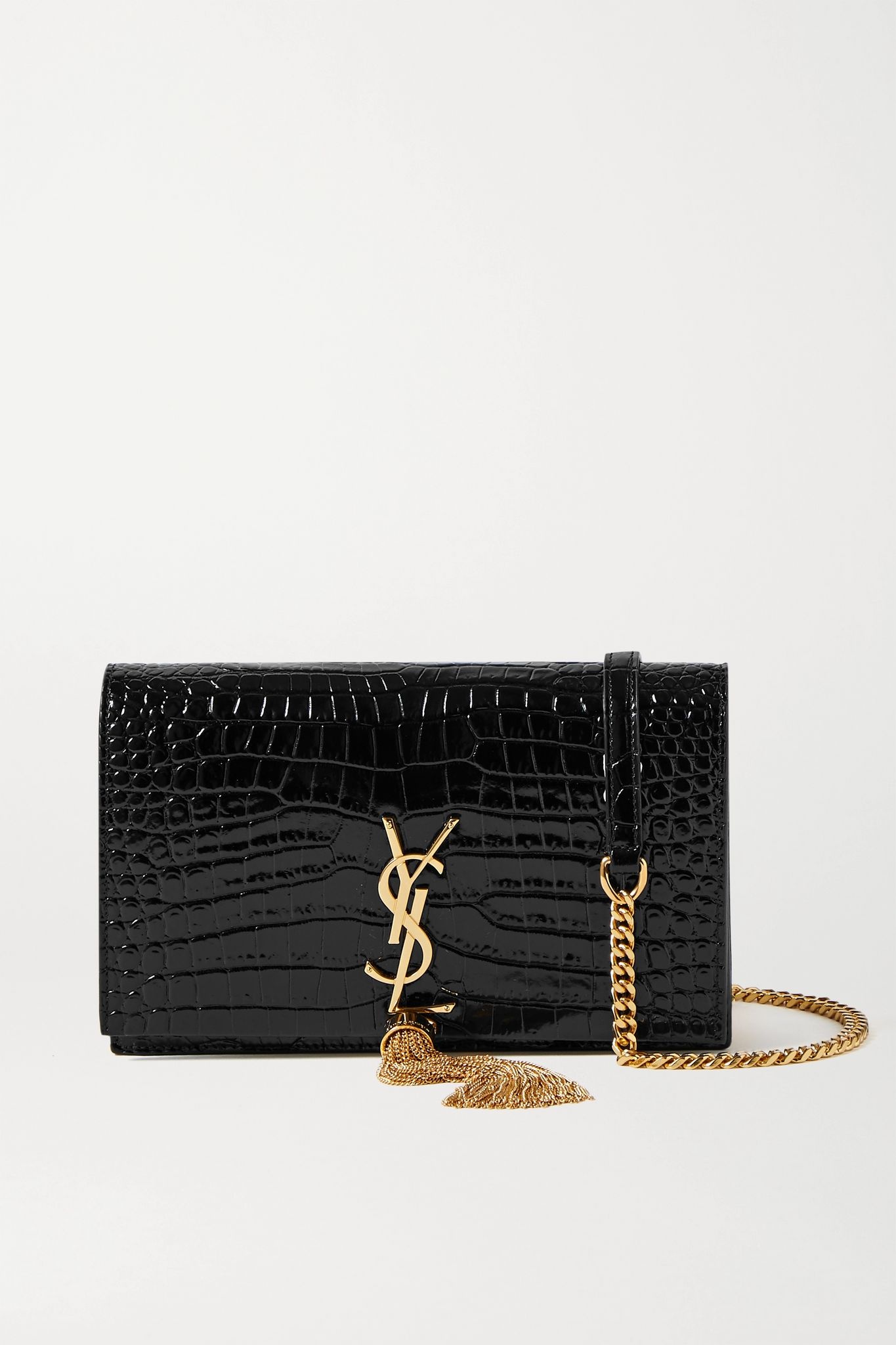 Kate small croc-effect patent-leather shoulder bag - 1