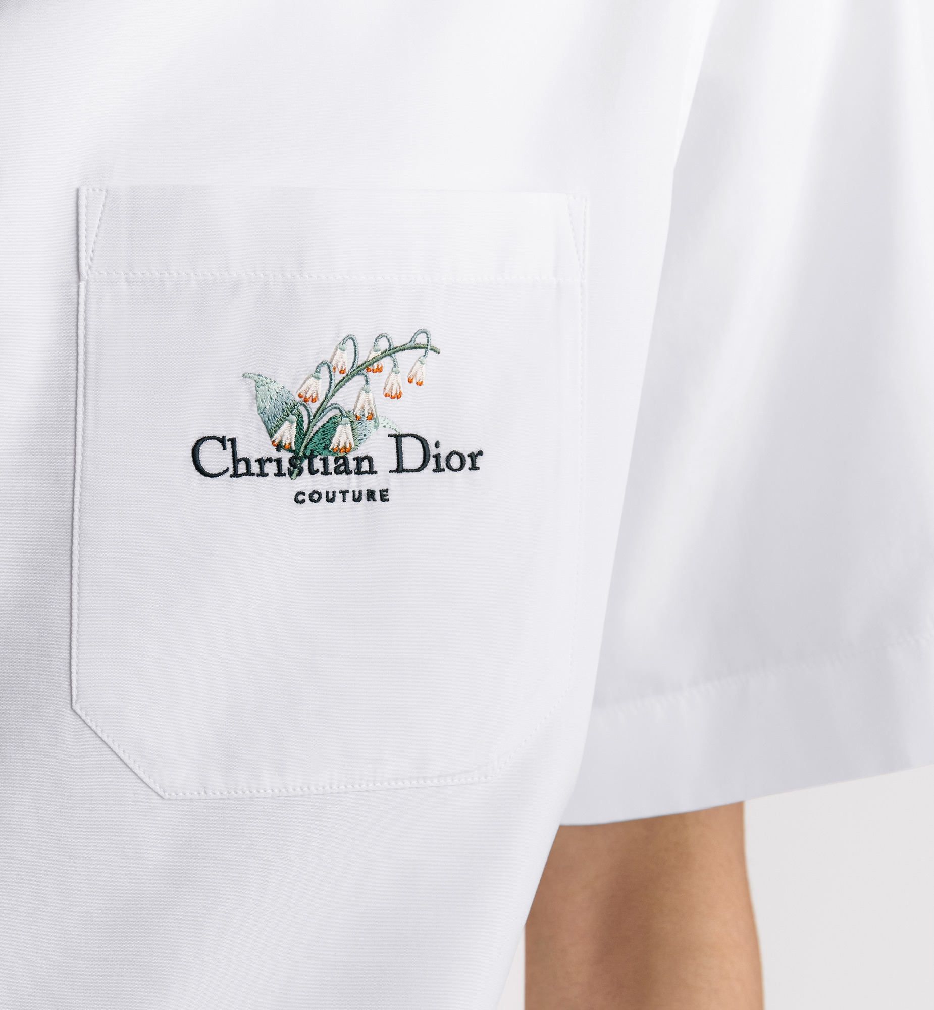 Short-Sleeved Shirt with Christian Dior Couture Lily of the Valley Embroidery - 5