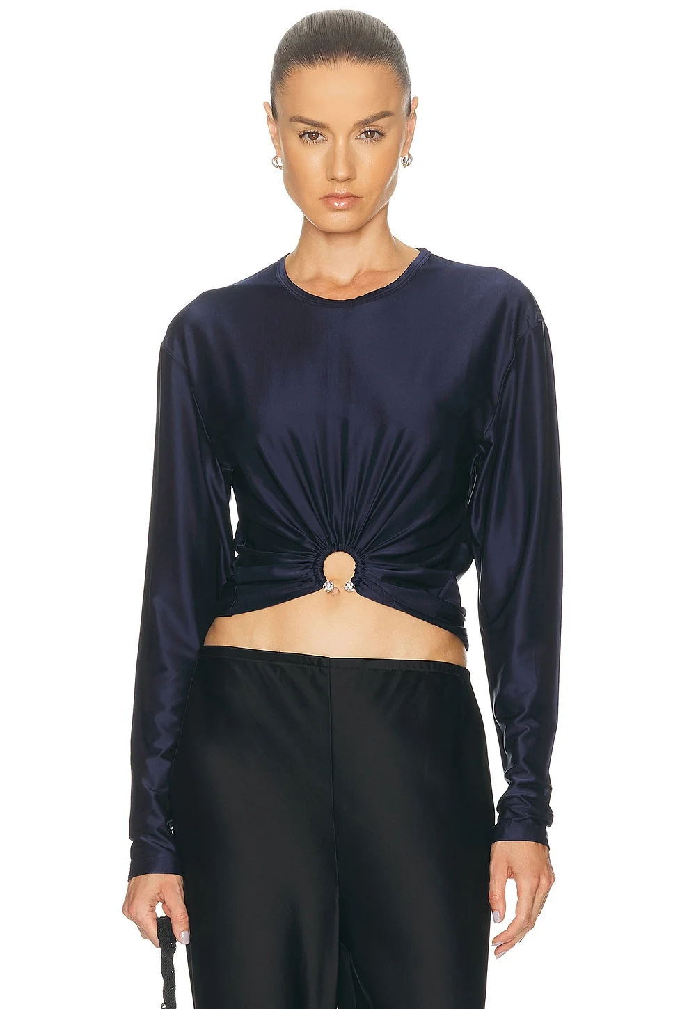 Draped Long Sleeve Top - 1