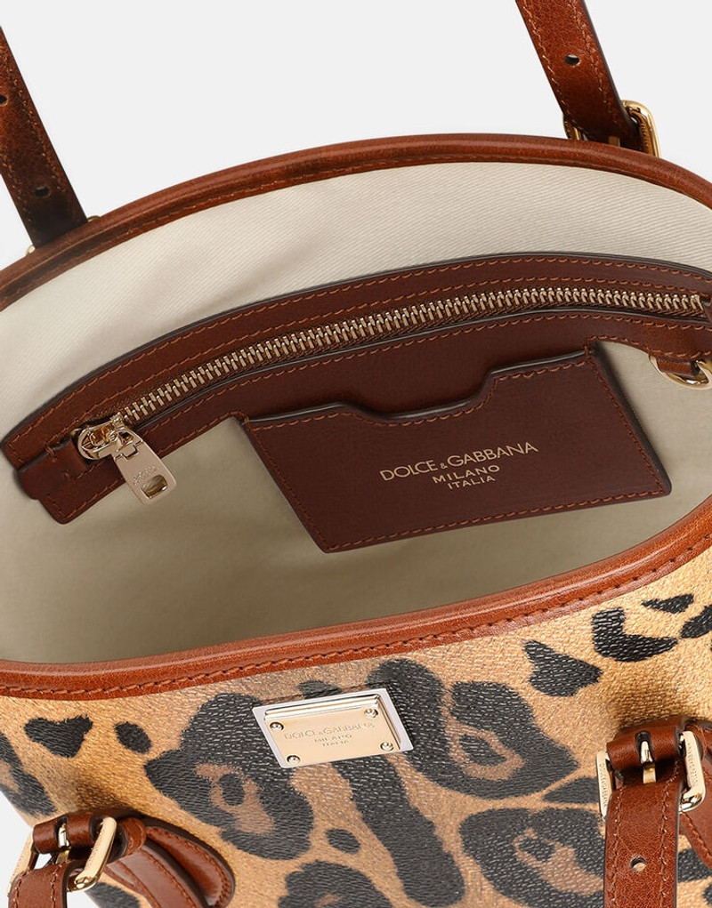 Leopard-print Crespo bucket bag with branded plate 6