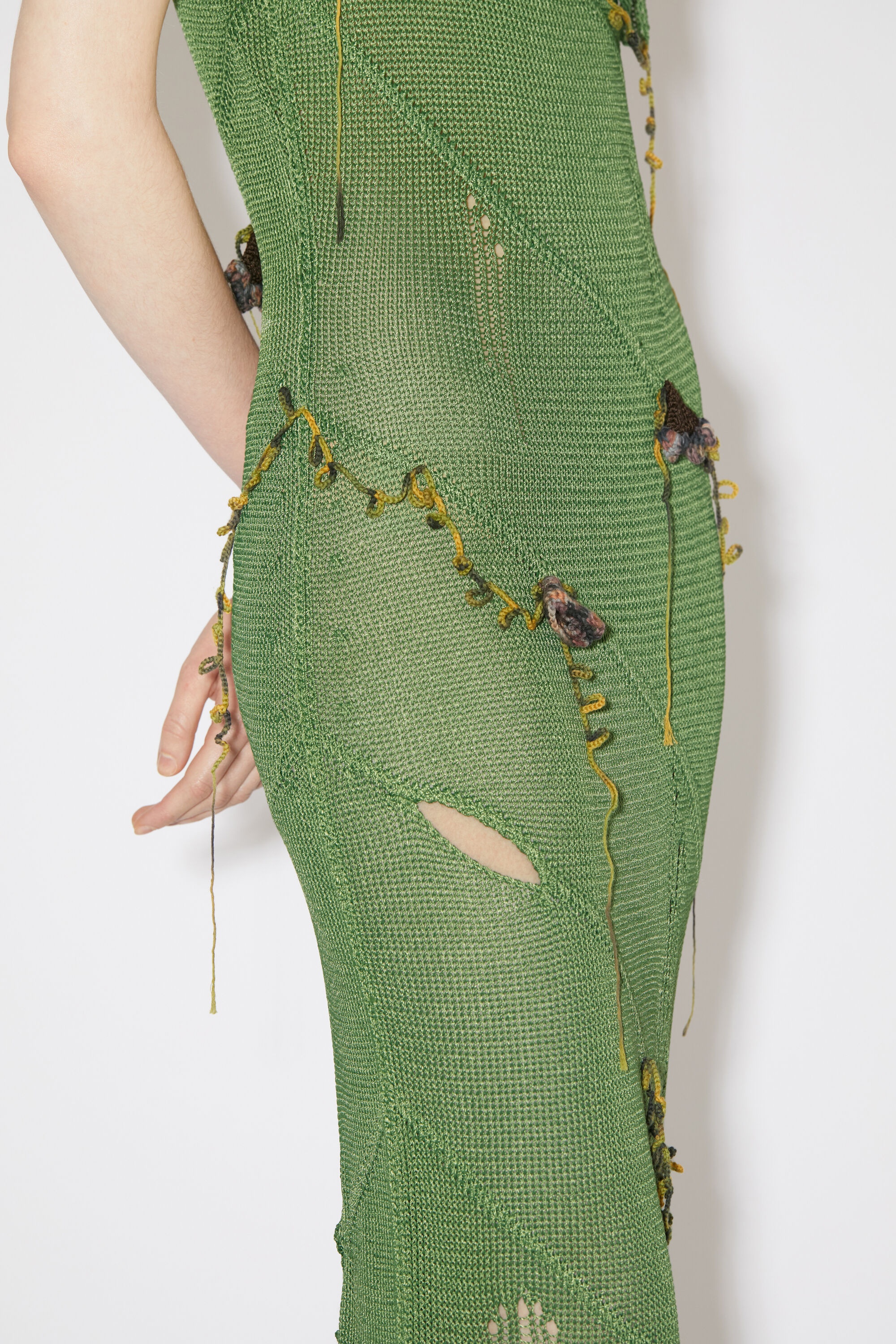 Crochet strap dress - Moss Green - 6