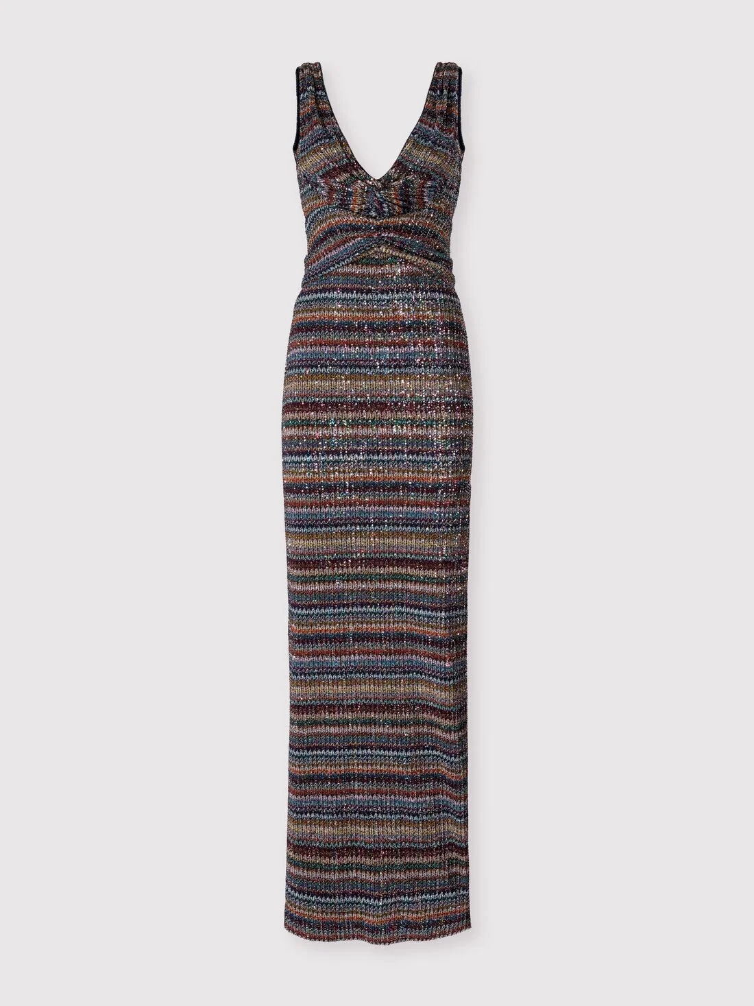 Long dress with torchon detail in lamé viscose - 1