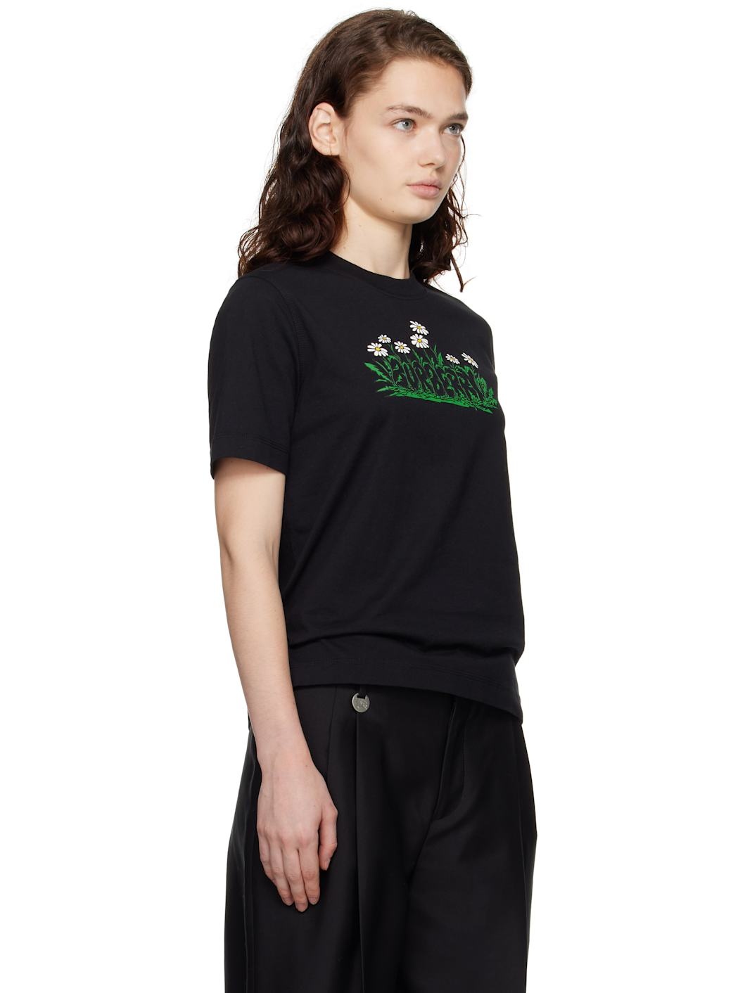 Black Daisy Logo Cotton T-shirt - 2