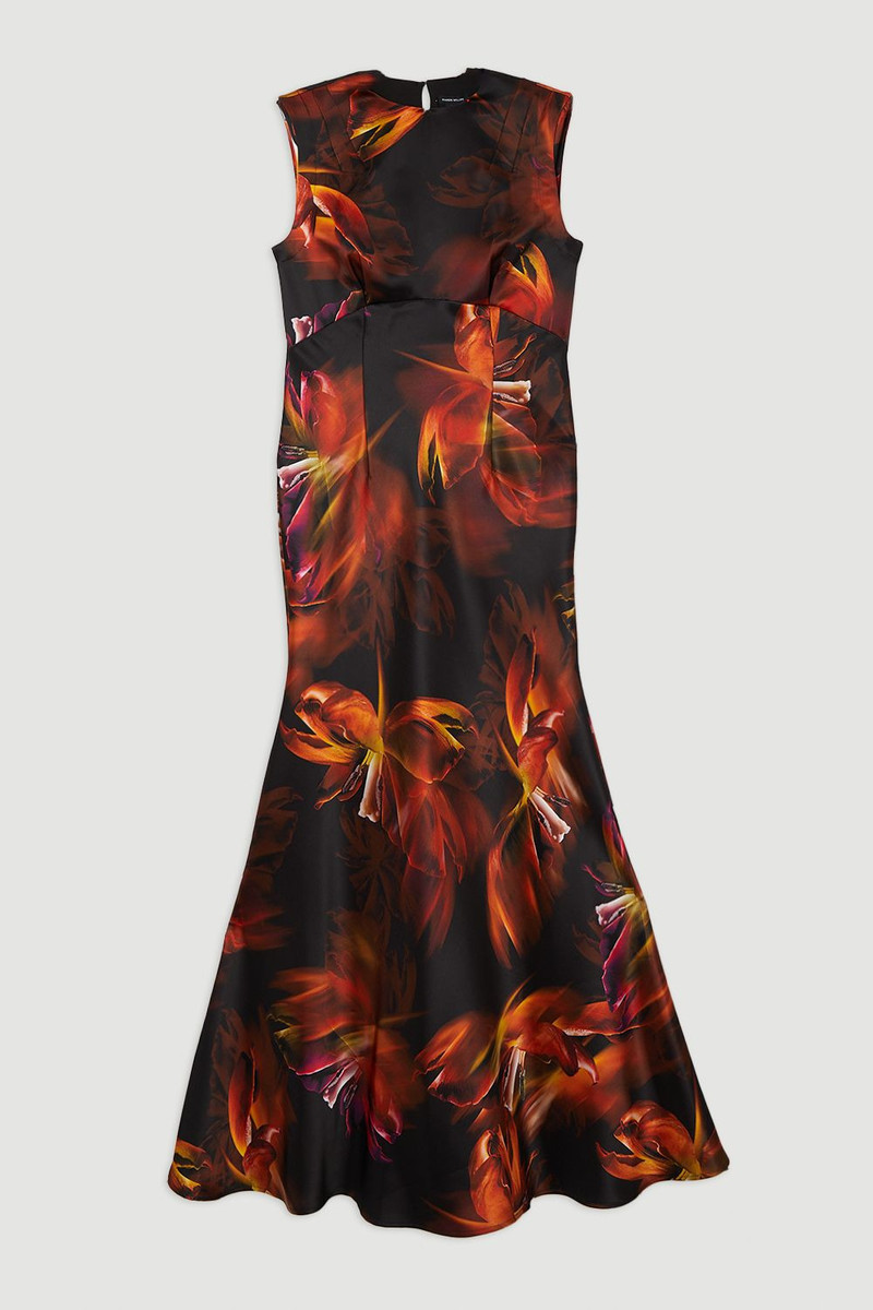 Satin Strong Shoulder Woven Maxi Dress 4