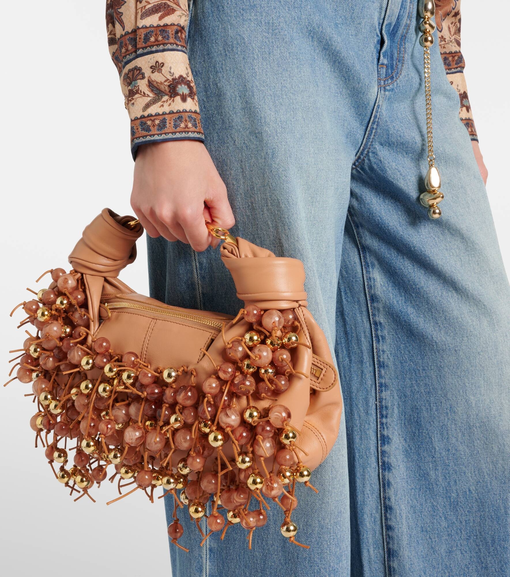 Foam beaded leather shoulder bag - 2