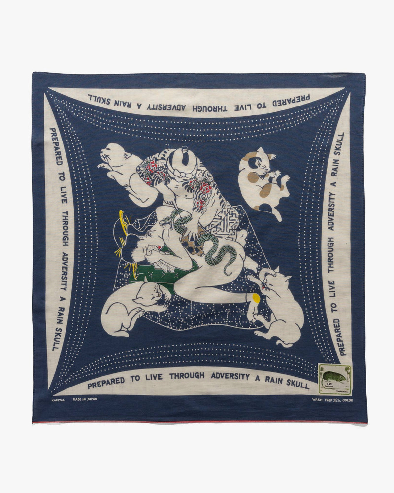 Fastcolor Selvedge Bandana (RAINSKULL NO WOMAN NO CRY) Navy - 1
