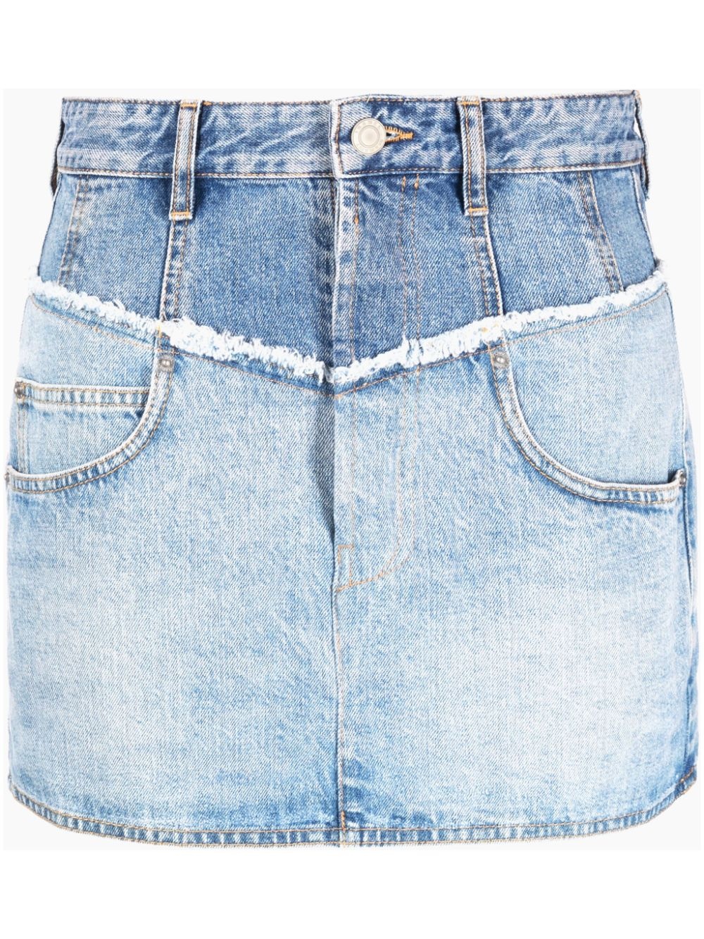 layered denim fitted skirt - 1