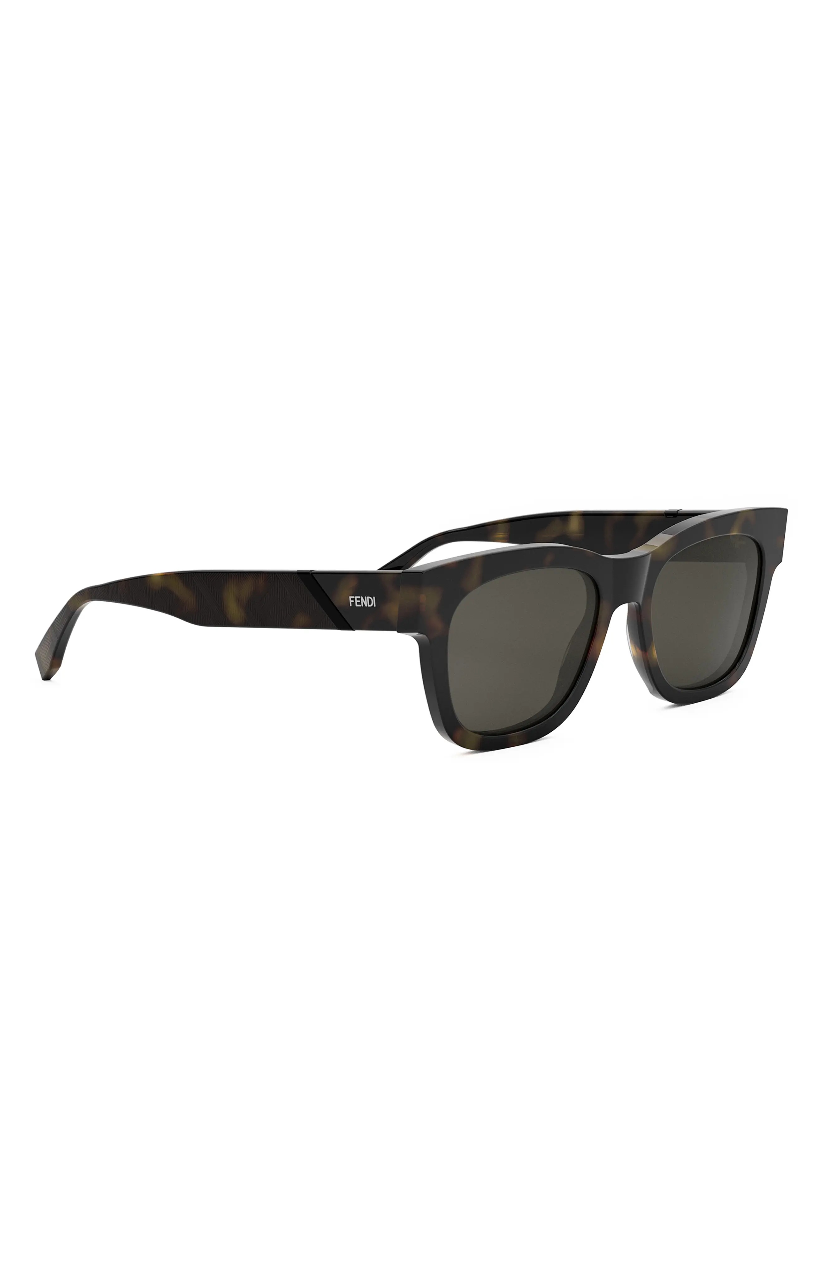 'Fendi Diagonal 51mm Square Sunglasses in Dark Havana /Smoke - 5